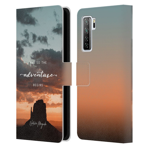 Nature Magick So The Adventure Begins Quote Desert Leather Book Wallet Case Cover For Huawei Nova 7 SE/P40 Lite 5G