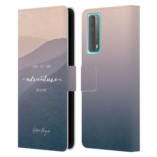 Nature Magick So The Adventure Begins Quote Mountains Leather Book Wallet Case Cover For Huawei P Smart (2021)
