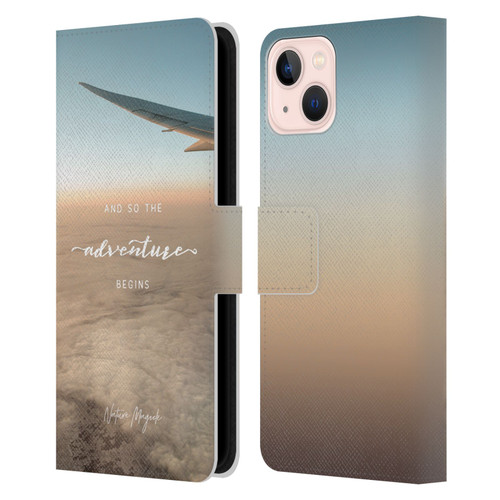Nature Magick So The Adventure Begins Quote Airplane Leather Book Wallet Case Cover For Apple iPhone 13