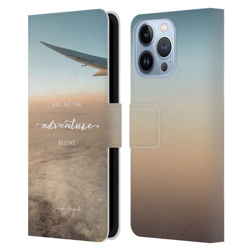 Nature Magick So The Adventure Begins Quote Airplane Leather Book Wallet Case Cover For Apple iPhone 13 Pro