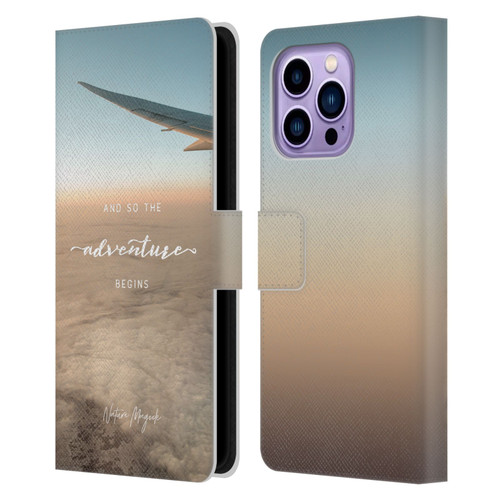 Nature Magick So The Adventure Begins Quote Airplane Leather Book Wallet Case Cover For Apple iPhone 14 Pro Max