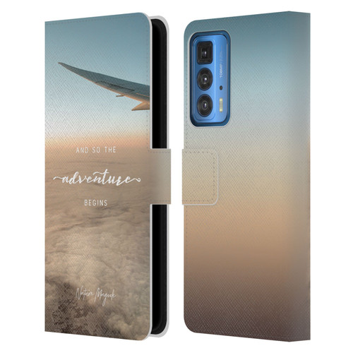 Nature Magick So The Adventure Begins Quote Airplane Leather Book Wallet Case Cover For Motorola Edge 20 Pro