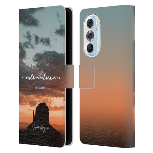 Nature Magick So The Adventure Begins Quote Desert Leather Book Wallet Case Cover For Motorola Edge X30