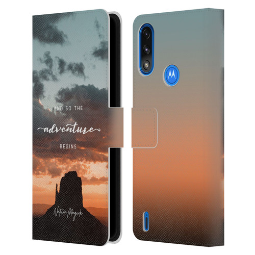 Nature Magick So The Adventure Begins Quote Desert Leather Book Wallet Case Cover For Motorola Moto E7 Power / Moto E7i Power