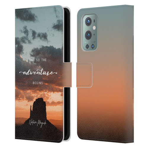 Nature Magick So The Adventure Begins Quote Desert Leather Book Wallet Case Cover For OnePlus 9