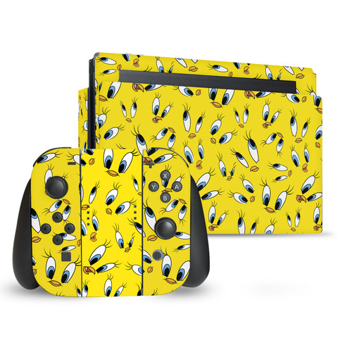 Looney Tunes Graphics and Characters Tweety Pattern Vinyl Sticker Skin Decal Cover for Nintendo Switch Bundle
