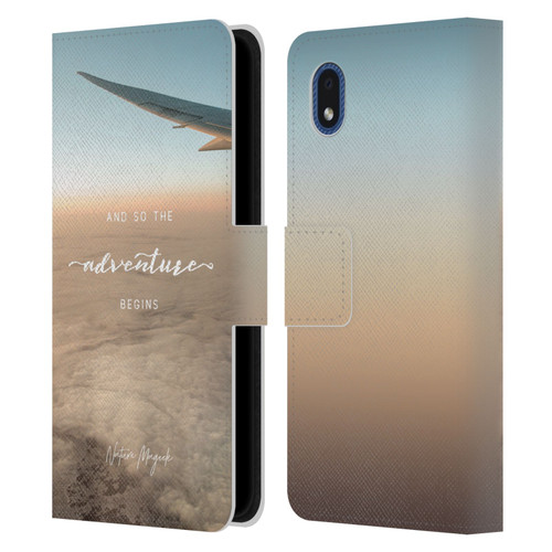 Nature Magick So The Adventure Begins Quote Airplane Leather Book Wallet Case Cover For Samsung Galaxy A01 Core (2020)
