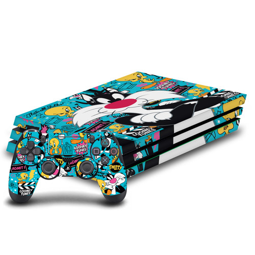 Looney Tunes Graphics and Characters Sylvester The Cat Vinyl Sticker Skin Decal Cover for Sony PS4 Pro Bundle