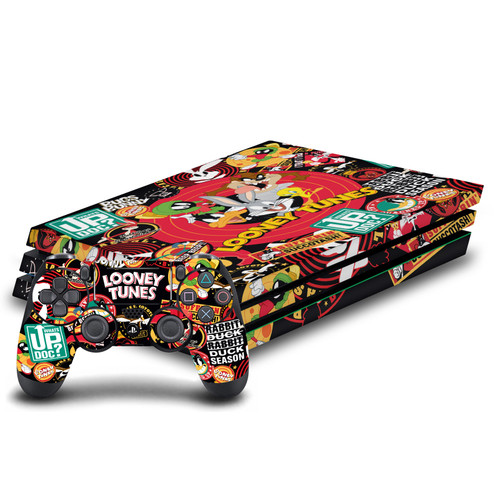 Looney Tunes Graphics and Characters Sticker Collage Vinyl Sticker Skin Decal Cover for Sony PS4 Pro Bundle