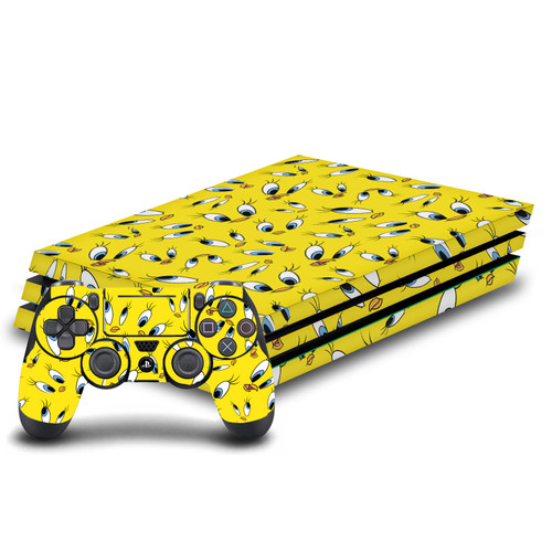 Looney Tunes Graphics and Characters Tweety Pattern Vinyl Sticker Skin Decal Cover for Sony PS4 Pro Bundle