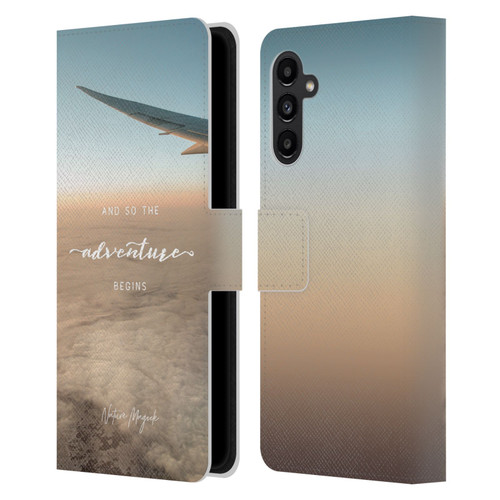 Nature Magick So The Adventure Begins Quote Airplane Leather Book Wallet Case Cover For Samsung Galaxy A13 5G (2021)