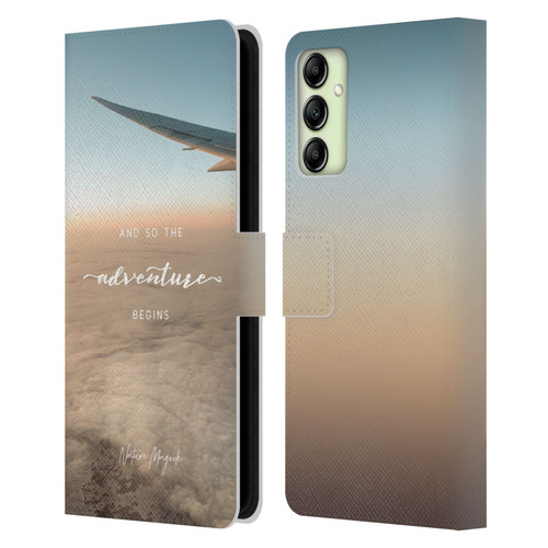 Nature Magick So The Adventure Begins Quote Airplane Leather Book Wallet Case Cover For Samsung Galaxy A14 5G