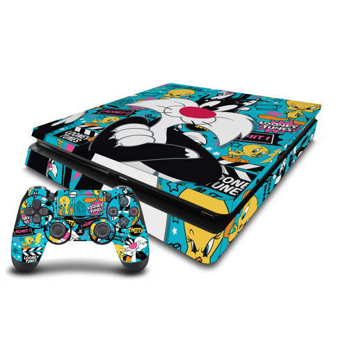 Looney Tunes Graphics and Characters Sylvester The Cat Vinyl Sticker Skin Decal Cover for Sony PS4 Slim Console & Controller
