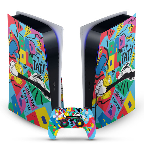 Looney Tunes Graphics and Characters Tweety And Sylvester Vinyl Sticker Skin Decal Cover for Sony PS5 Disc Edition Bundle