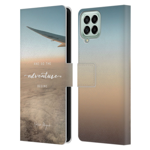 Nature Magick So The Adventure Begins Quote Airplane Leather Book Wallet Case Cover For Samsung Galaxy M33 (2022)