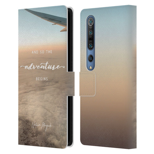 Nature Magick So The Adventure Begins Quote Airplane Leather Book Wallet Case Cover For Xiaomi Mi 10 5G / Mi 10 Pro 5G