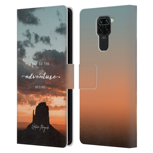 Nature Magick So The Adventure Begins Quote Desert Leather Book Wallet Case Cover For Xiaomi Redmi Note 9 / Redmi 10X 4G