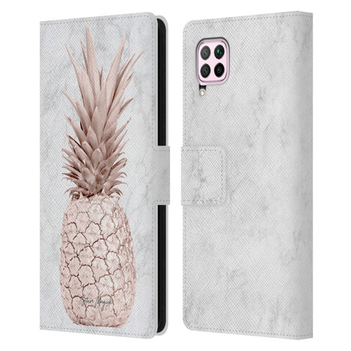 Nature Magick Rose Gold Pineapple On Marble Rose Gold Leather Book Wallet Case Cover For Huawei Nova 6 SE / P40 Lite