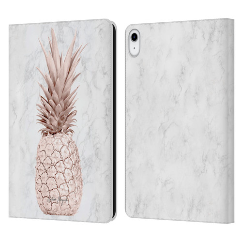 Nature Magick Rose Gold Pineapple On Marble Rose Gold Leather Book Wallet Case Cover For Apple iPad 10.9 (2022)