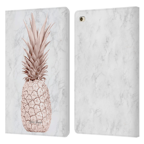 Nature Magick Rose Gold Pineapple On Marble Rose Gold Leather Book Wallet Case Cover For Apple iPad mini 4