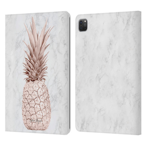 Nature Magick Rose Gold Pineapple On Marble Rose Gold Leather Book Wallet Case Cover For Apple iPad Pro 11 2020 / 2021 / 2022