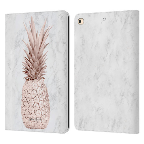Nature Magick Rose Gold Pineapple On Marble Rose Gold Leather Book Wallet Case Cover For Apple iPad 9.7 2017 / iPad 9.7 2018