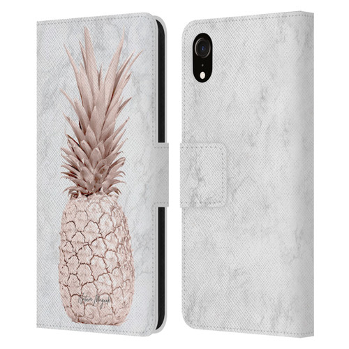 Nature Magick Rose Gold Pineapple On Marble Rose Gold Leather Book Wallet Case Cover For Apple iPhone XR