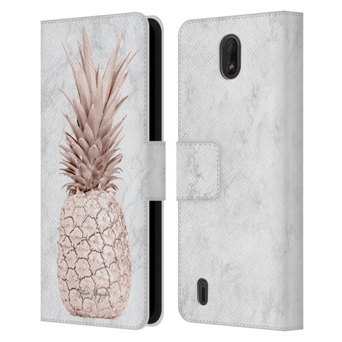 Nature Magick Rose Gold Pineapple On Marble Rose Gold Leather Book Wallet Case Cover For Nokia C01 Plus/C1 2nd Edition