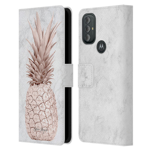 Nature Magick Rose Gold Pineapple On Marble Rose Gold Leather Book Wallet Case Cover For Motorola Moto G10 / Moto G20 / Moto G30