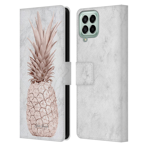 Nature Magick Rose Gold Pineapple On Marble Rose Gold Leather Book Wallet Case Cover For Samsung Galaxy M33 (2022)