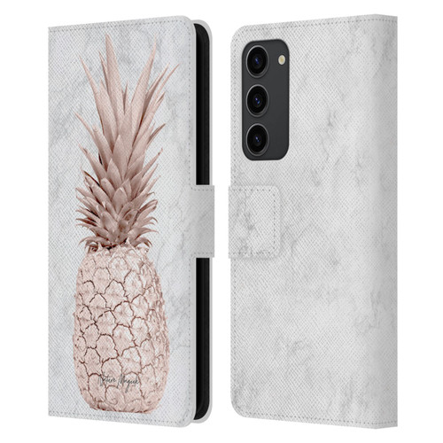 Nature Magick Rose Gold Pineapple On Marble Rose Gold Leather Book Wallet Case Cover For Samsung Galaxy S23+ 5G