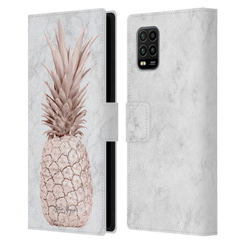 Nature Magick Rose Gold Pineapple On Marble Rose Gold Leather Book Wallet Case Cover For Xiaomi Mi 10 Lite 5G