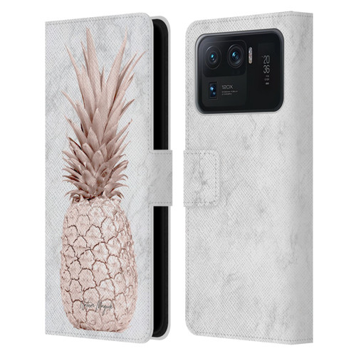 Nature Magick Rose Gold Pineapple On Marble Rose Gold Leather Book Wallet Case Cover For Xiaomi Mi 11 Ultra