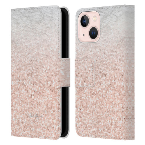 Nature Magick Rose Gold Marble Glitter Rose Gold Sparkle 2 Leather Book Wallet Case Cover For Apple iPhone 13 Mini