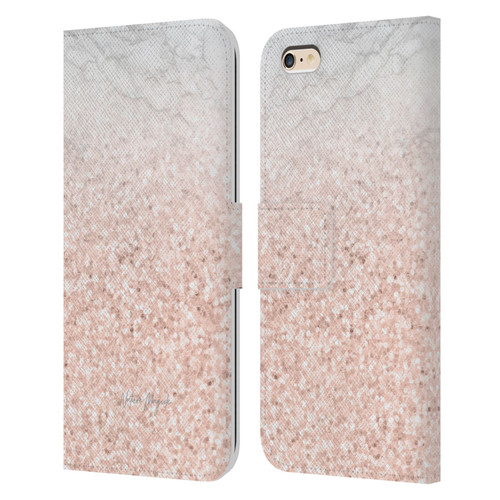 Nature Magick Rose Gold Marble Glitter Rose Gold Sparkle 2 Leather Book Wallet Case Cover For Apple iPhone 6 Plus / iPhone 6s Plus