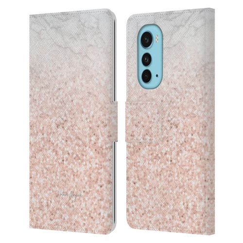 Nature Magick Rose Gold Marble Glitter Rose Gold Sparkle 2 Leather Book Wallet Case Cover For Motorola Edge (2022)
