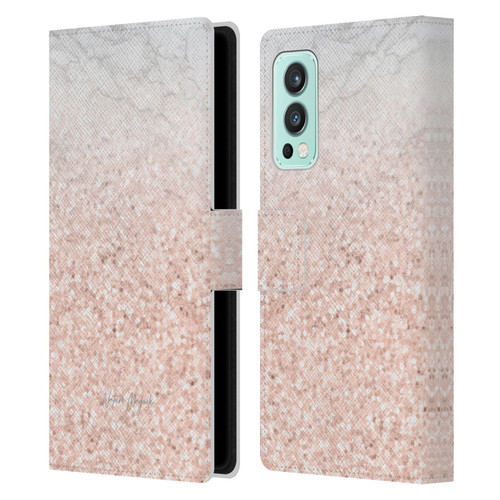 Nature Magick Rose Gold Marble Glitter Rose Gold Sparkle 2 Leather Book Wallet Case Cover For OnePlus Nord 2 5G