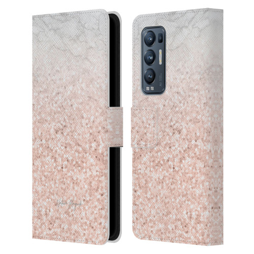 Nature Magick Rose Gold Marble Glitter Rose Gold Sparkle 2 Leather Book Wallet Case Cover For OPPO Find X3 Neo / Reno5 Pro+ 5G