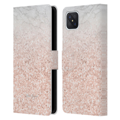 Nature Magick Rose Gold Marble Glitter Rose Gold Sparkle 2 Leather Book Wallet Case Cover For OPPO Reno4 Z 5G