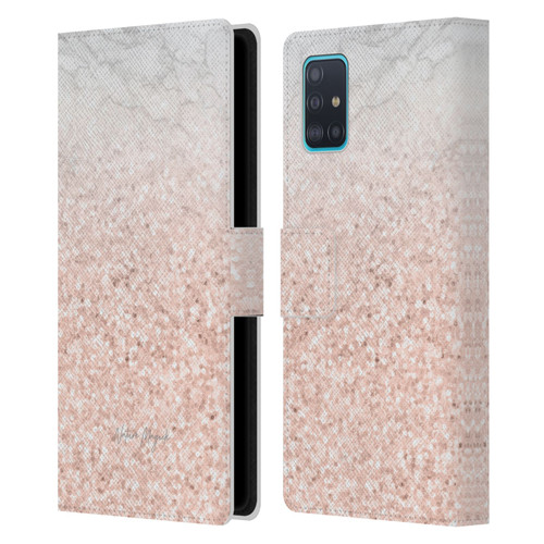 Nature Magick Rose Gold Marble Glitter Rose Gold Sparkle 2 Leather Book Wallet Case Cover For Samsung Galaxy A51 (2019)