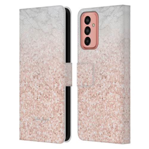 Nature Magick Rose Gold Marble Glitter Rose Gold Sparkle 2 Leather Book Wallet Case Cover For Samsung Galaxy M13 (2022)