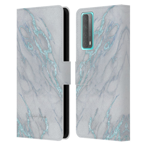 Nature Magick Marble Metallics Blue Leather Book Wallet Case Cover For Huawei P Smart (2021)