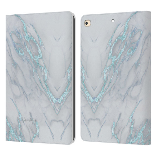 Nature Magick Marble Metallics Blue Leather Book Wallet Case Cover For Apple iPad 9.7 2017 / iPad 9.7 2018