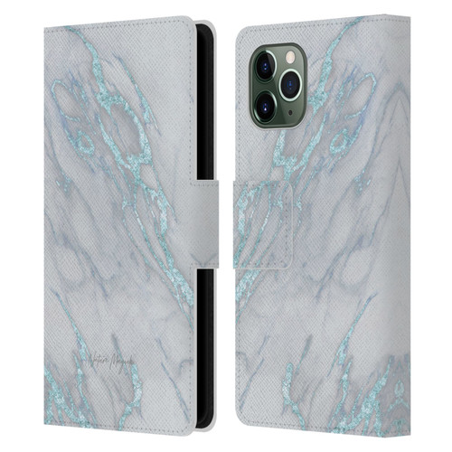 Nature Magick Marble Metallics Blue Leather Book Wallet Case Cover For Apple iPhone 11 Pro