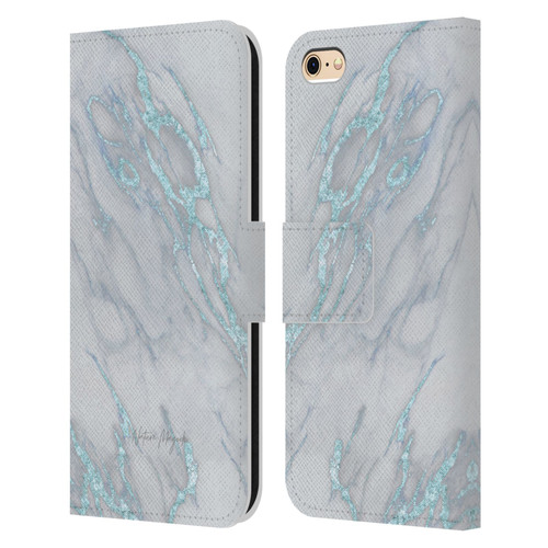 Nature Magick Marble Metallics Blue Leather Book Wallet Case Cover For Apple iPhone 6 / iPhone 6s