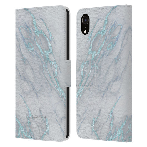 Nature Magick Marble Metallics Blue Leather Book Wallet Case Cover For Apple iPhone XR