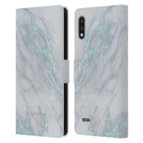 Nature Magick Marble Metallics Blue Leather Book Wallet Case Cover For LG K22