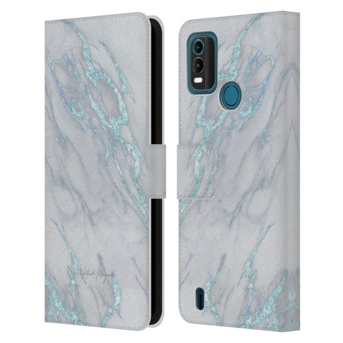 Nature Magick Marble Metallics Blue Leather Book Wallet Case Cover For Nokia G11 Plus