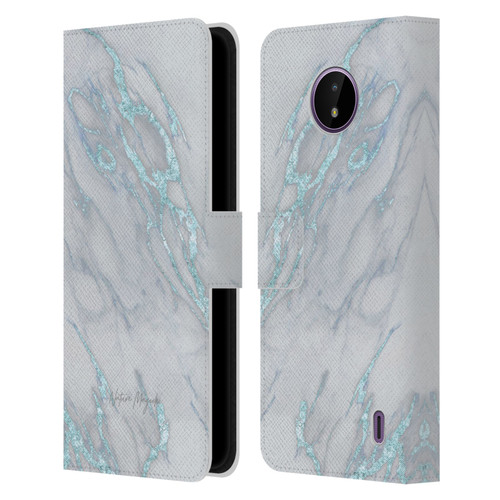 Nature Magick Marble Metallics Blue Leather Book Wallet Case Cover For Nokia C10 / C20