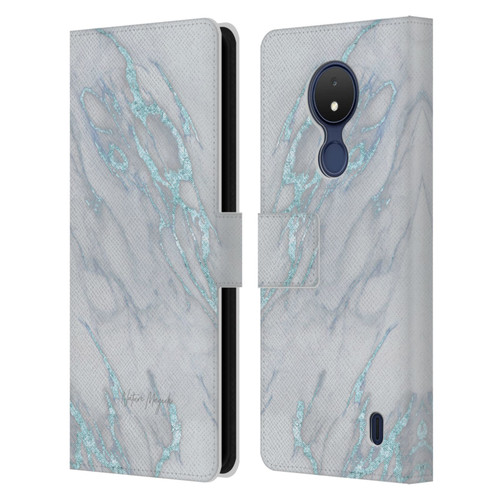 Nature Magick Marble Metallics Blue Leather Book Wallet Case Cover For Nokia C21